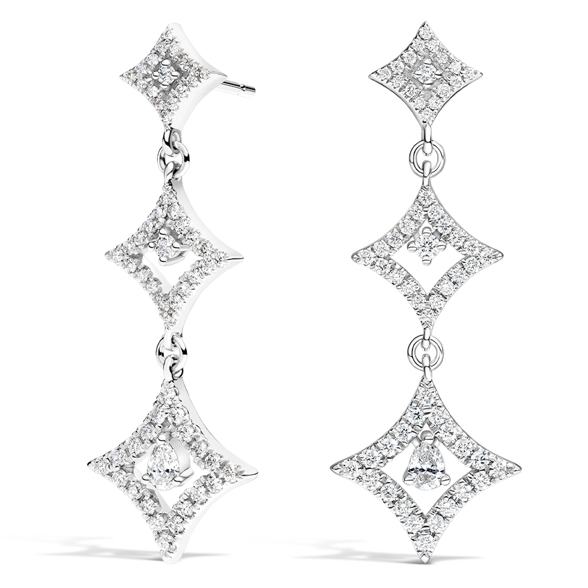 Lotus-Inspired Diamond Drop Earrings 