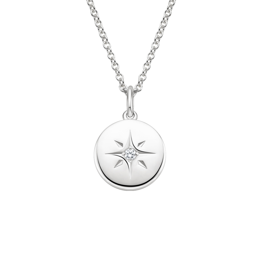 Juliette necklace silver chain stainless steel and north star pendant in Silver 925