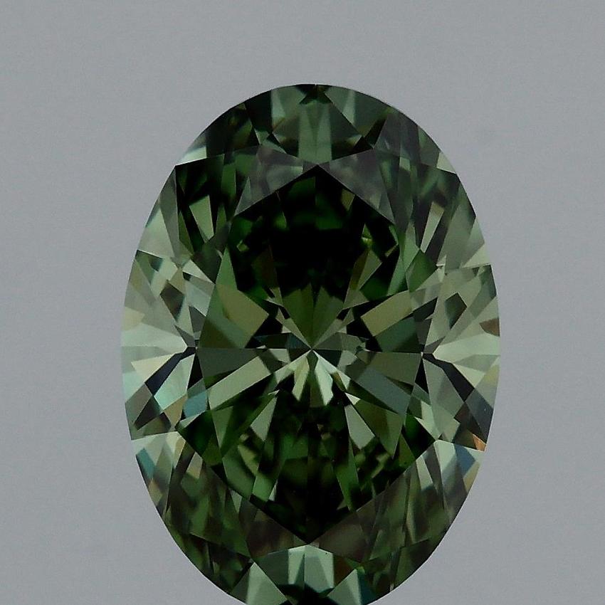 2.10 Ct. Fancy Vivid Green Oval Lab Grown Diamond