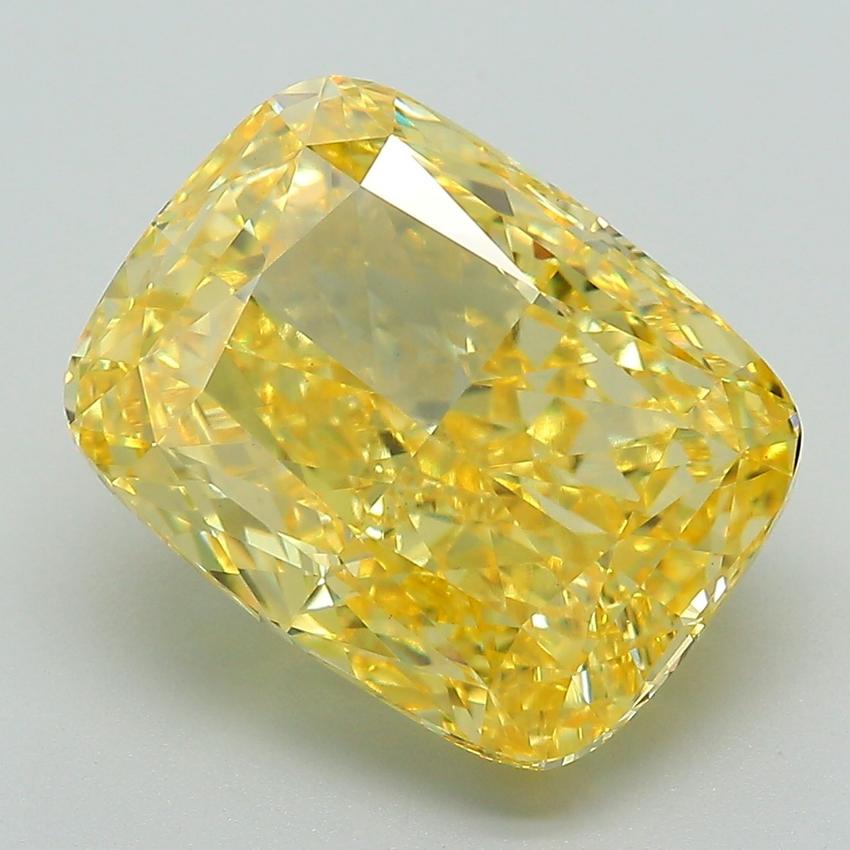 7.21 Ct. Fancy Vivid Yellow Cushion Lab Grown Diamond