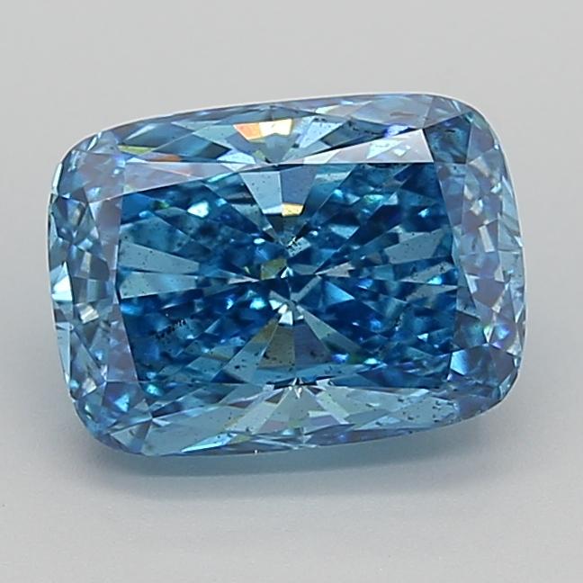 3.02 Ct. Fancy Vivid  Blue Cushion Lab Grown Diamond