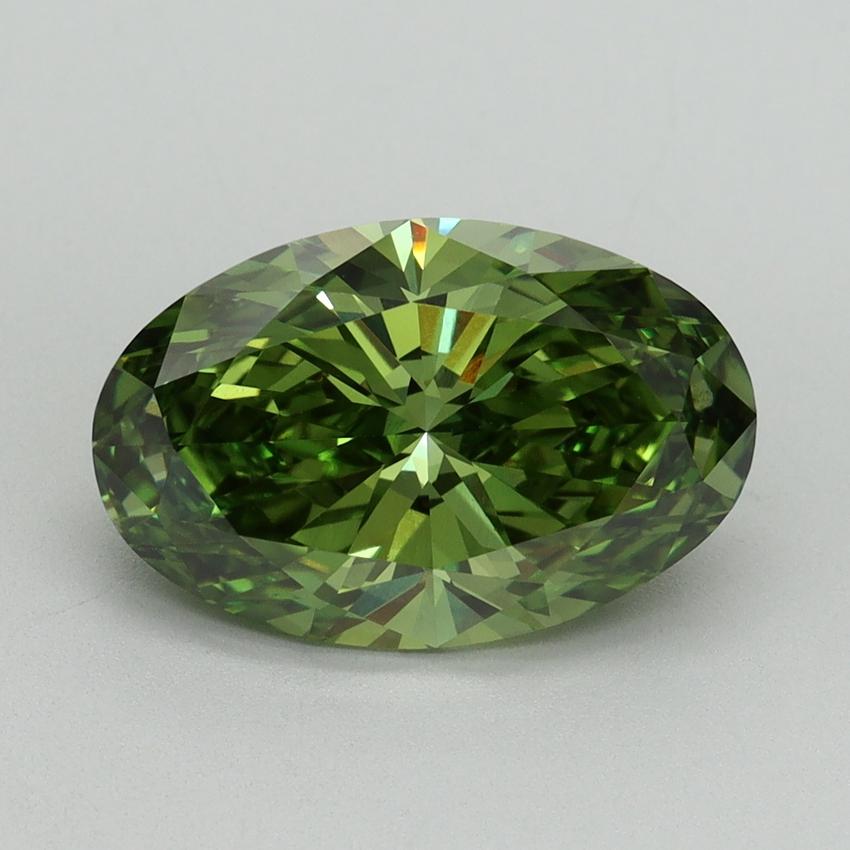 3.19 Ct. Fancy Vivid Green Oval Lab Grown Diamond