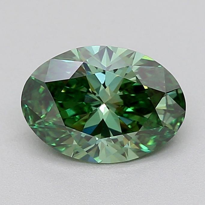 1.09 Ct. Fancy Vivid  Green Oval Lab Grown Diamond