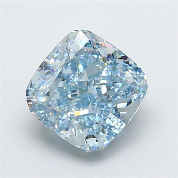 3.06 Ct. Fancy Vivid  Blue Cushion Lab Grown Diamond