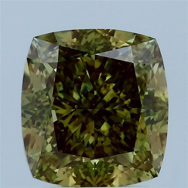 3.01 Ct. Fancy Intense Yellow Green Cushion Lab Grown Diamond