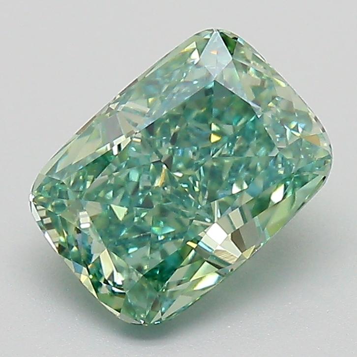 1.74 Ct. Fancy Vivid  Green Cushion Lab Grown Diamond