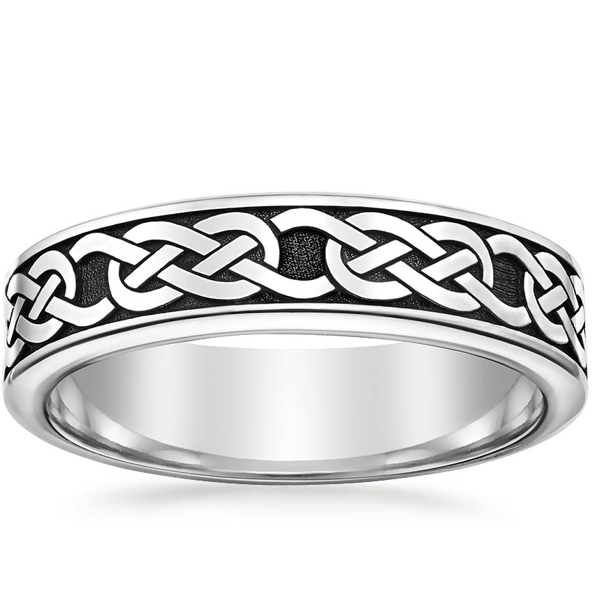 Black Rhodium Celtic Eternity Knot Wedding Ring in Platinum