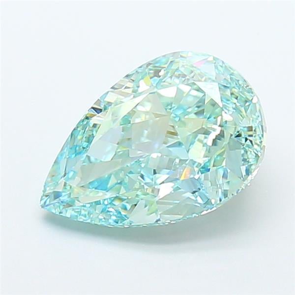 3.20 Ct. Fancy Vivid  Green Pear Lab Grown Diamond