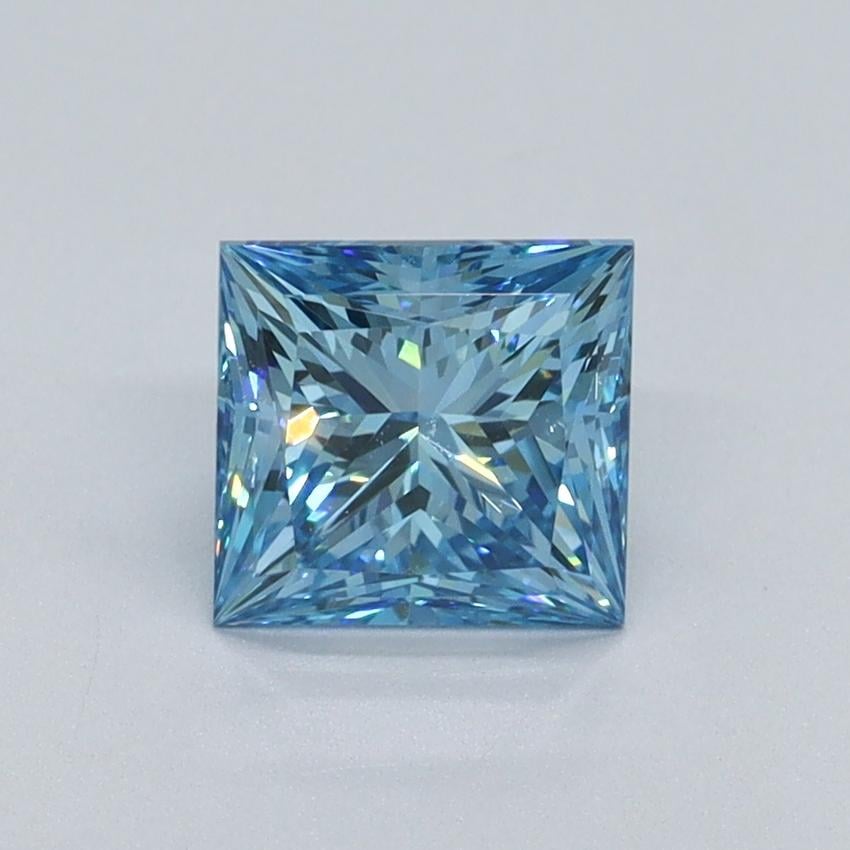 1.08 Ct. Fancy Vivid Blue Princess Lab Grown Diamond