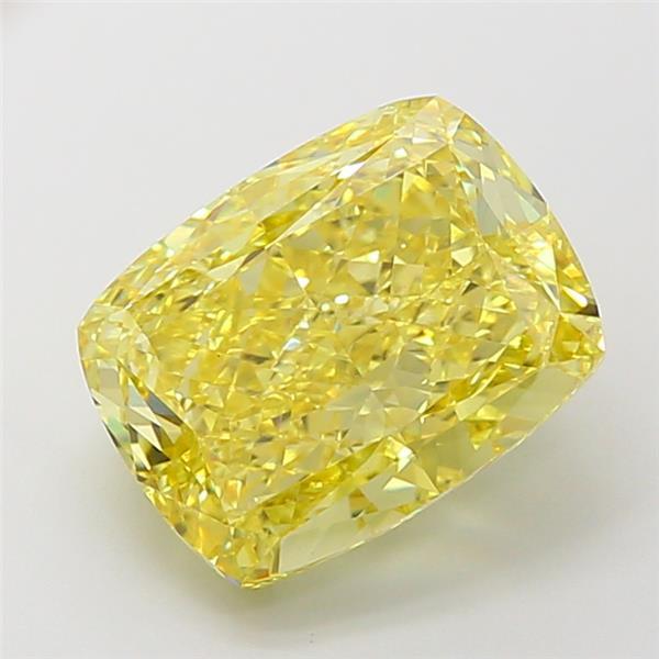 5.02 Ct. Fancy Vivid Yellow Cushion Lab Grown Diamond