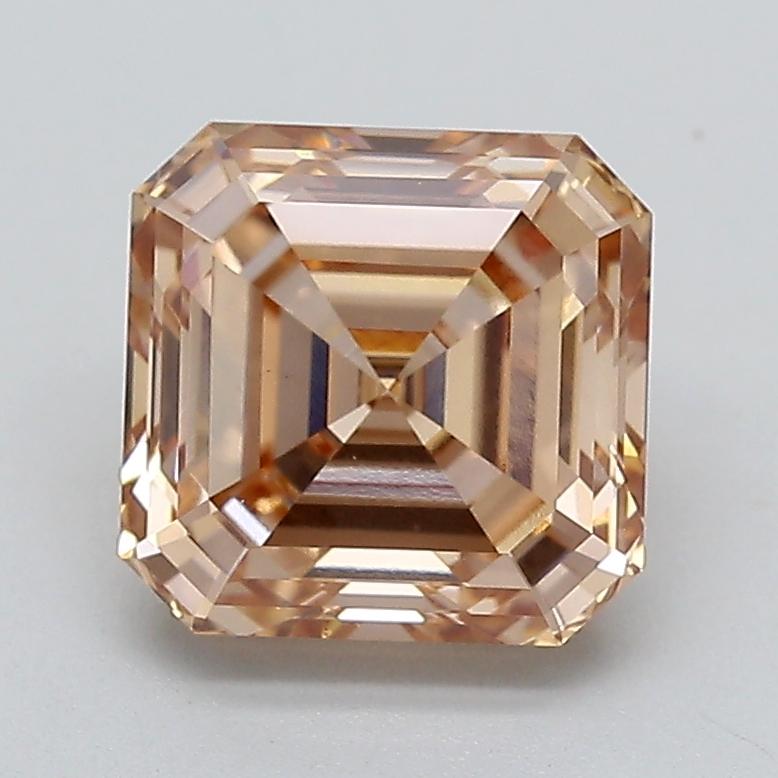 3.01 Ct. Light Pinkish Brown Asscher Lab Grown Diamond
