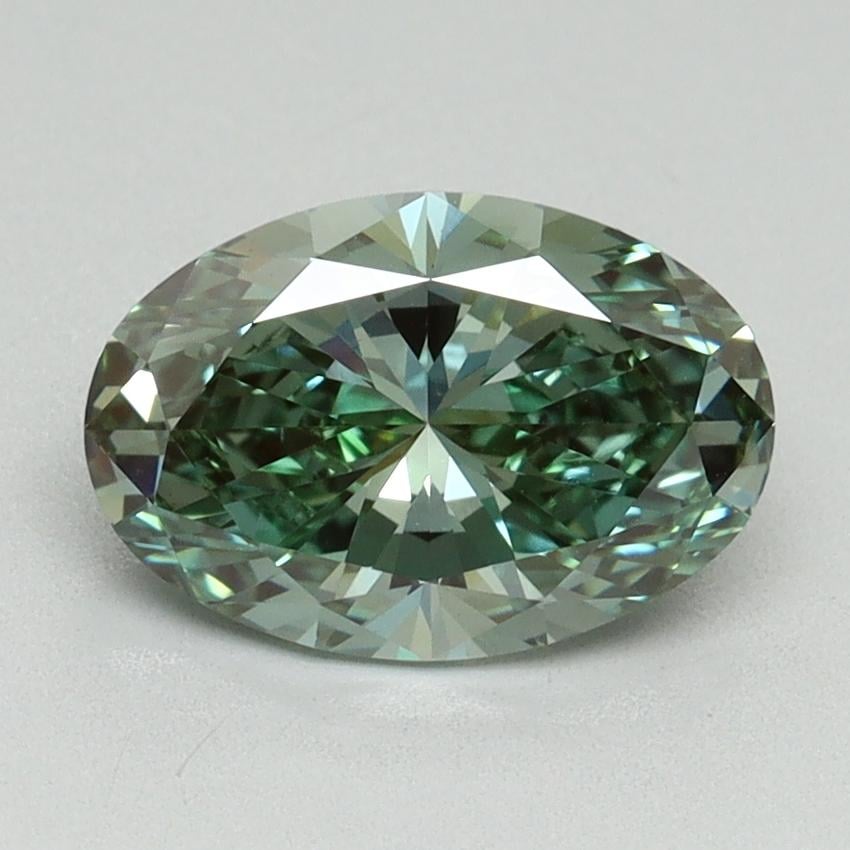1.61 Ct. Fancy Vivid Pacific Green Oval Lab Grown Diamond