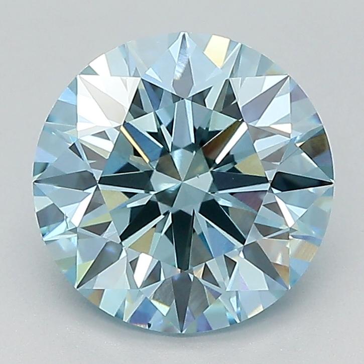 2.21 Ct. Fancy Greenish Blue Round Lab Grown Diamond