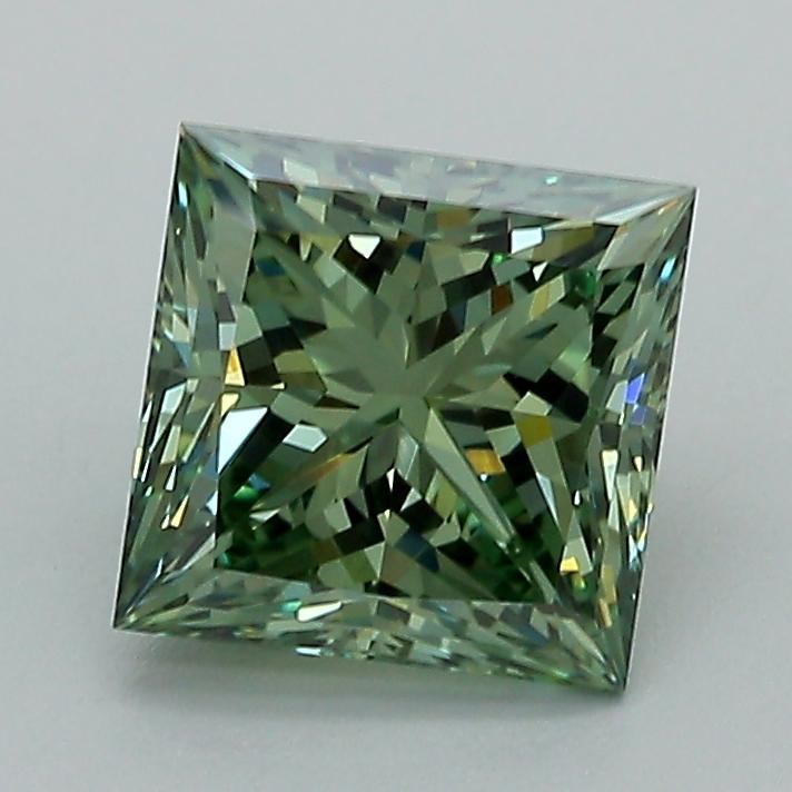 1.62 Ct. Fancy Vivid Green Princess Lab Grown Diamond