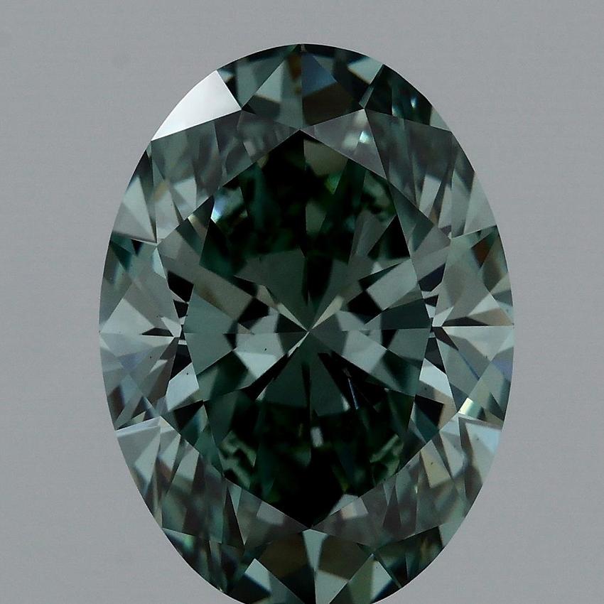 3.71 Ct. Fancy Vivid Green Oval Lab Grown Diamond