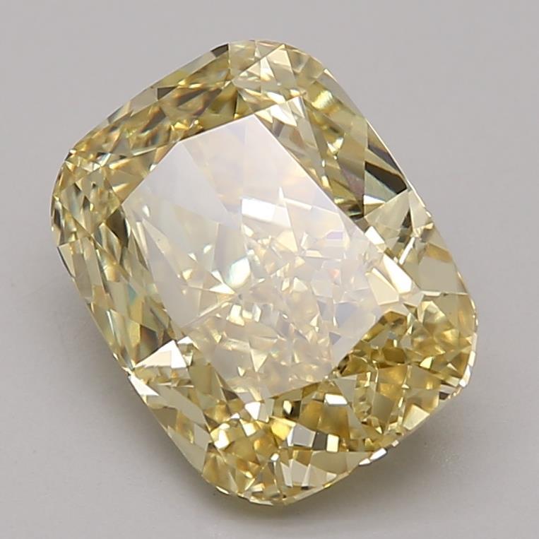 3.15 Ct. Fancy Vivid Yellow Cushion Lab Grown Diamond