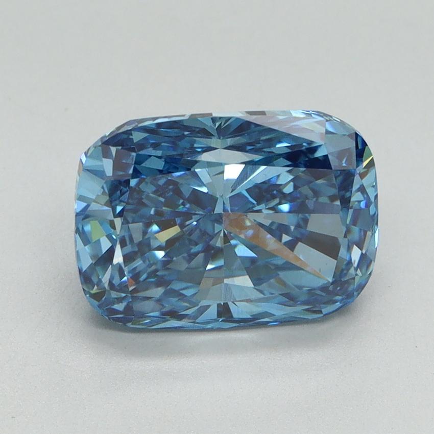 3.02 Ct. Fancy Vivid Blue Cushion Lab Grown Diamond