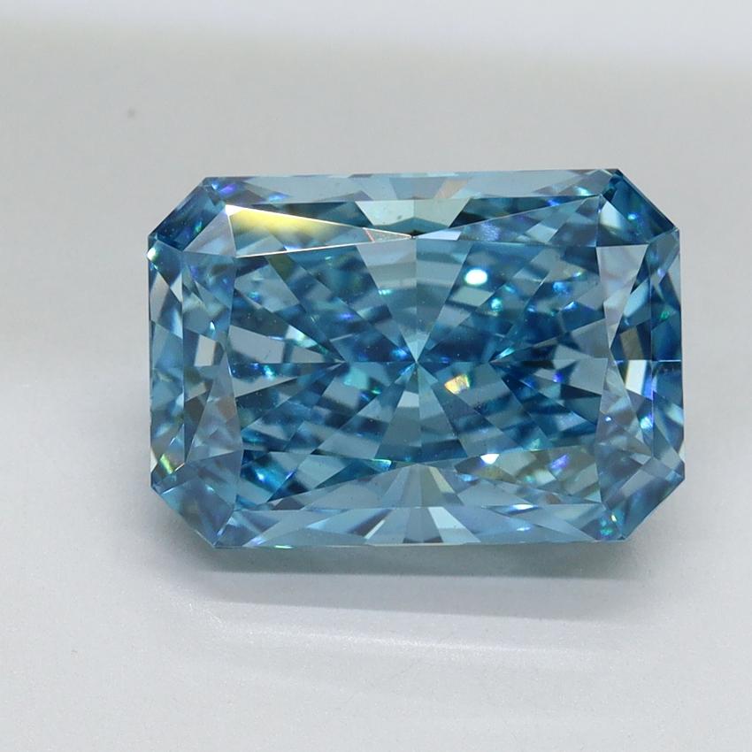 4.06 Ct. Fancy Vivid Malibu Blue Radiant Lab Grown Diamond