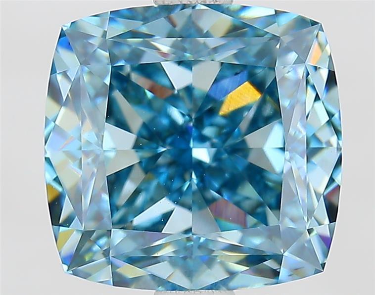 3.32 Ct. Fancy Vivid  Blue Cushion Lab Grown Diamond