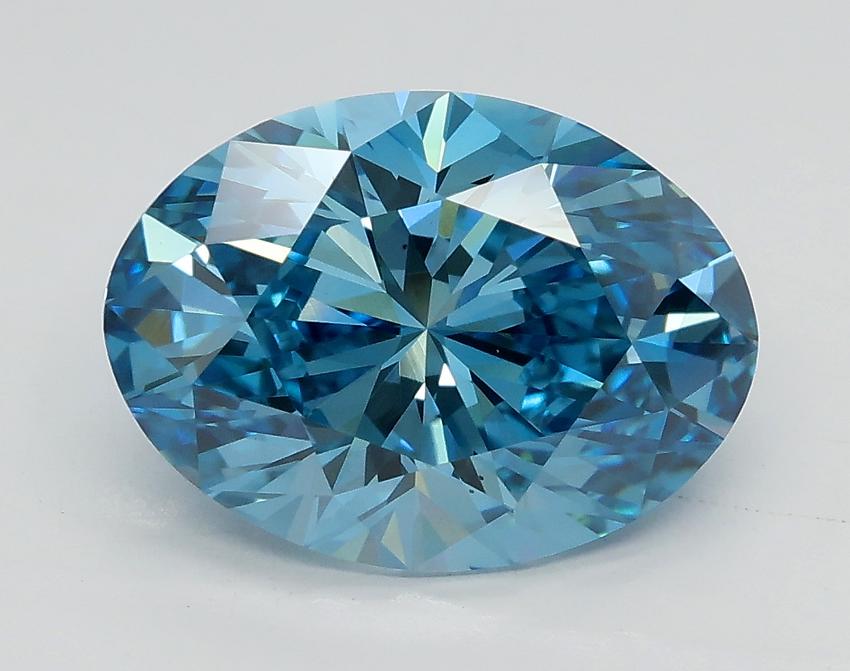 3.01 Ct. Fancy Vivid Blue Oval Lab Grown Diamond