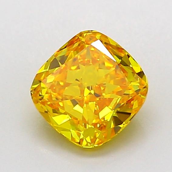 0.90 Ct. Fancy Vivid Yellow Cushion Lab Grown Diamond