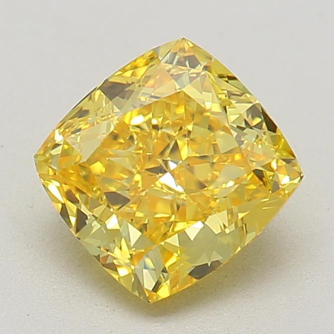 0.86 Ct. Fancy Vivid Yellow Cushion Lab Grown Diamond