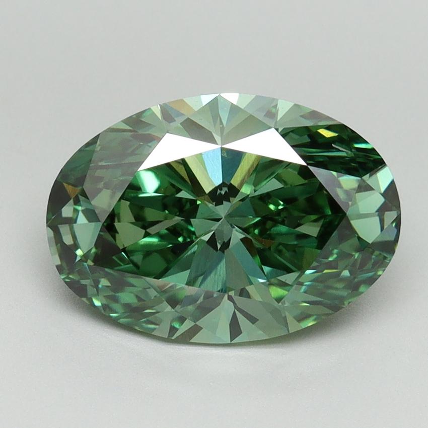 3.10 Ct. Fancy Vivid Green Oval Lab Grown Diamond