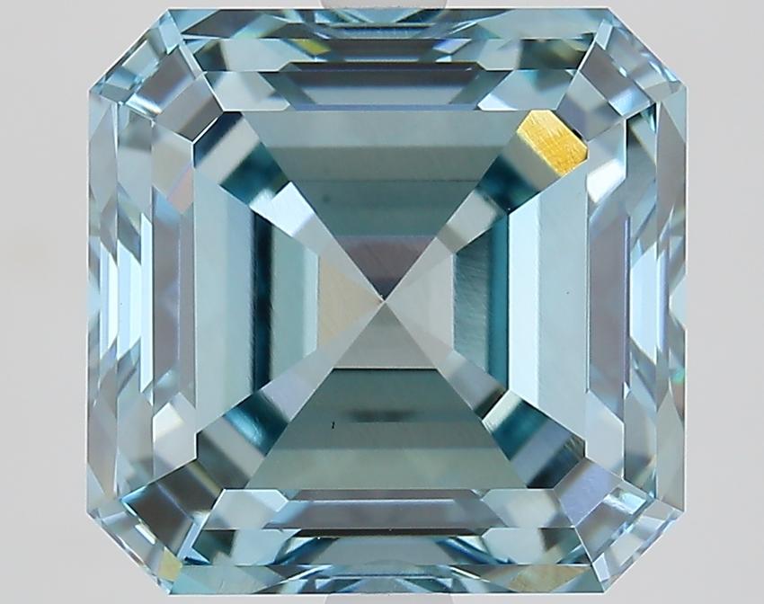 5.51 Ct. Fancy Intense Greenish Blue Asscher Lab Grown Diamond