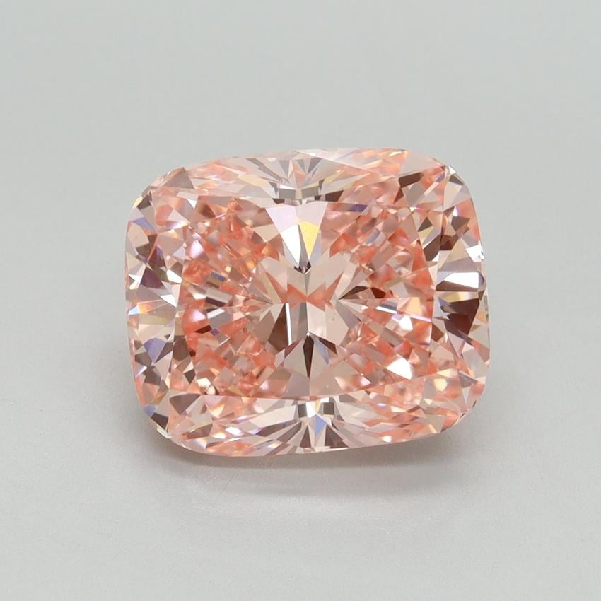 4.06 Ct. Fancy Vivid Pink Cushion Lab Grown Diamond