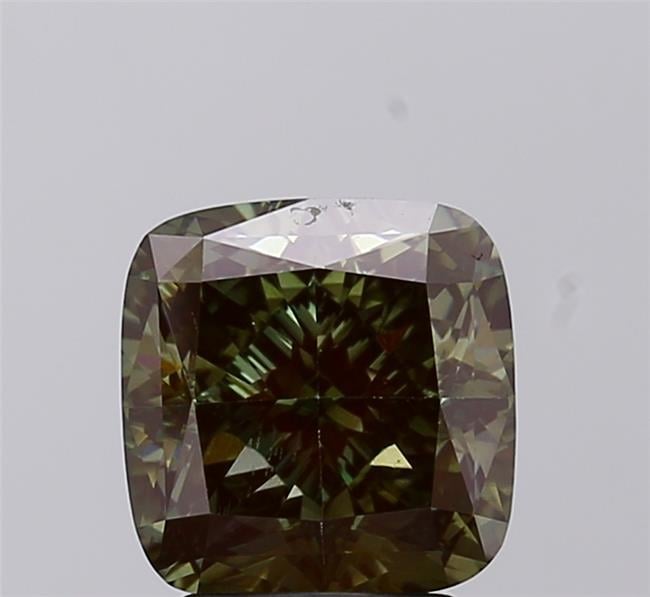 2.91 Ct. Fancy Intense  Green Cushion Lab Grown Diamond