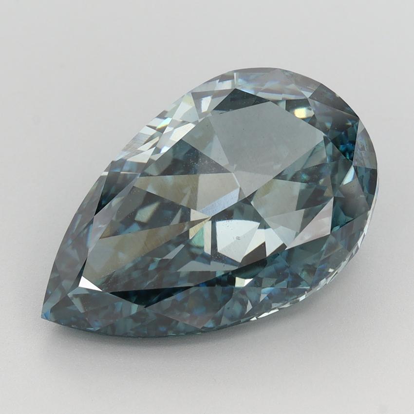 9.24 Ct. Fancy Vivid Greenish Blue Pear Lab Grown Diamond