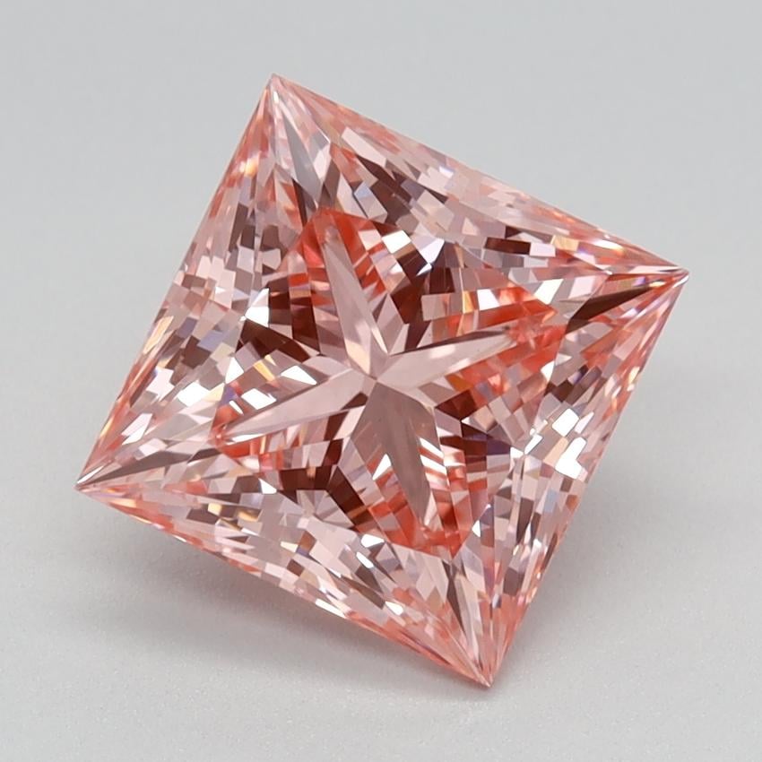 2.10 Ct. Fancy Vivid Pink Princess Lab Grown Diamond