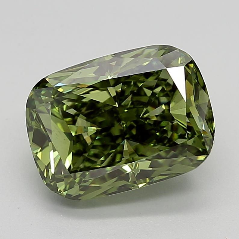 5.01 Ct. Fancy Vivid  Green Cushion Lab Grown Diamond