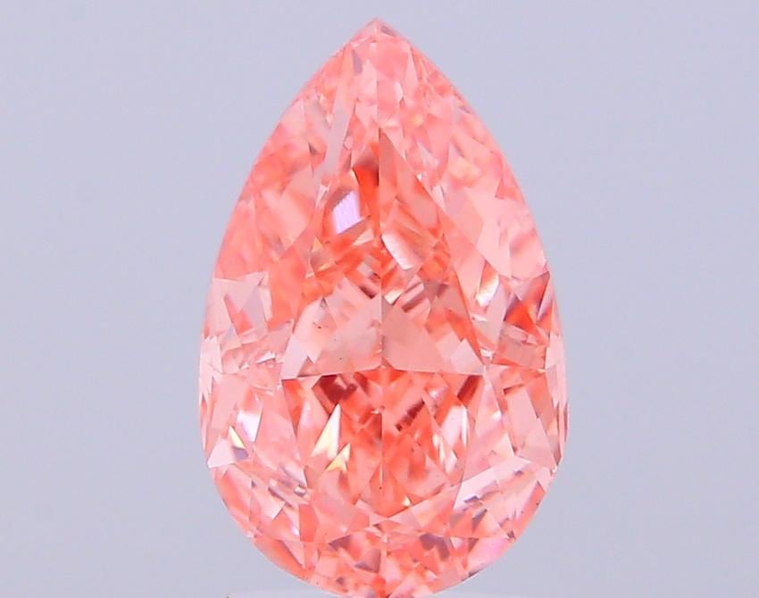 2.90 Ct. Fancy Vivid Pinkish Orange Pear Lab Grown Diamond