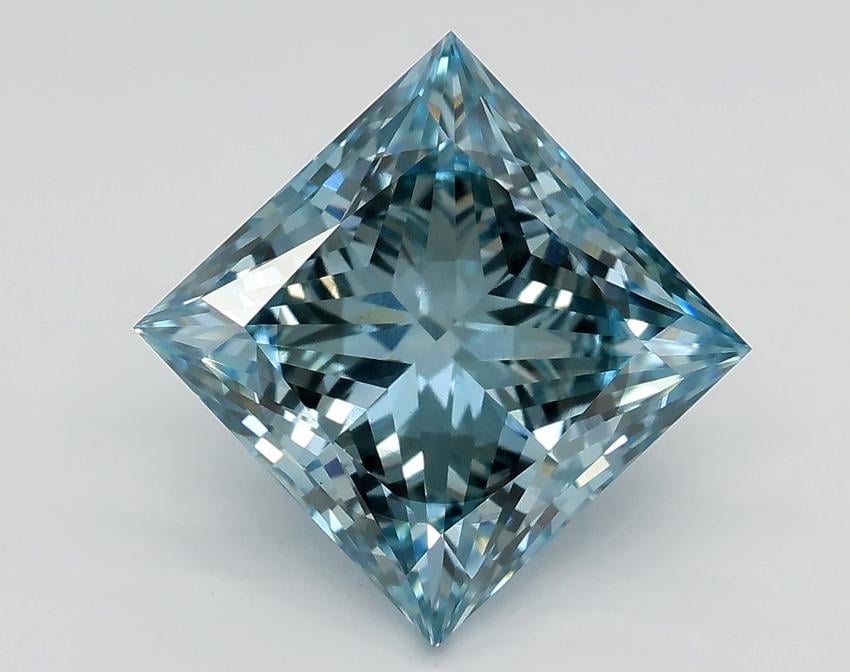 3.35 Ct. Fancy Intense Greenish Blue Princess Lab Grown Diamond