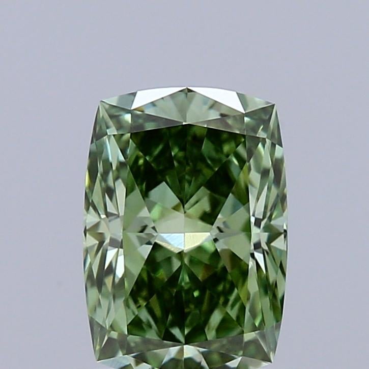1.03 Ct. Fancy Vivid  Green Cushion Lab Grown Diamond