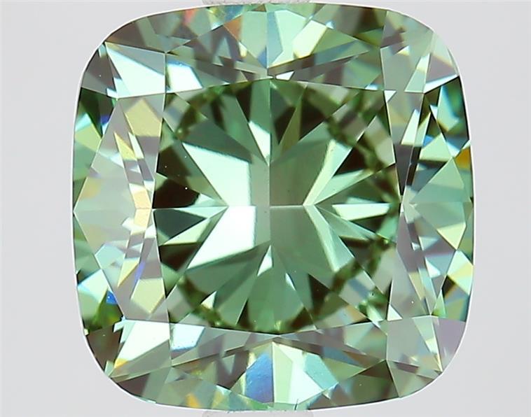 2.63 Ct. Fancy Vivid  Green Cushion Lab Grown Diamond