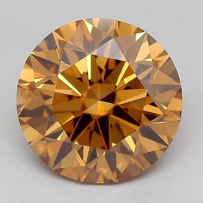 2.02 Ct. Fancy Orangy Brown Round Lab Grown Diamond