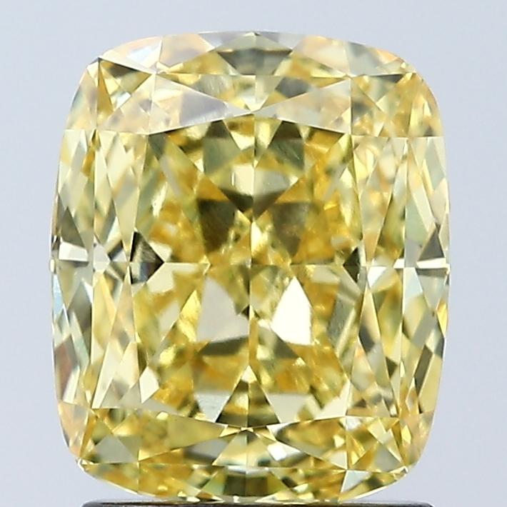 2.03 Ct. Fancy Vivid Yellow Cushion Lab Grown Diamond