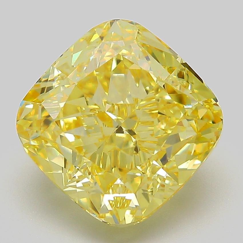 6.86 Ct. Fancy Vivid Yellow Cushion Lab Grown Diamond