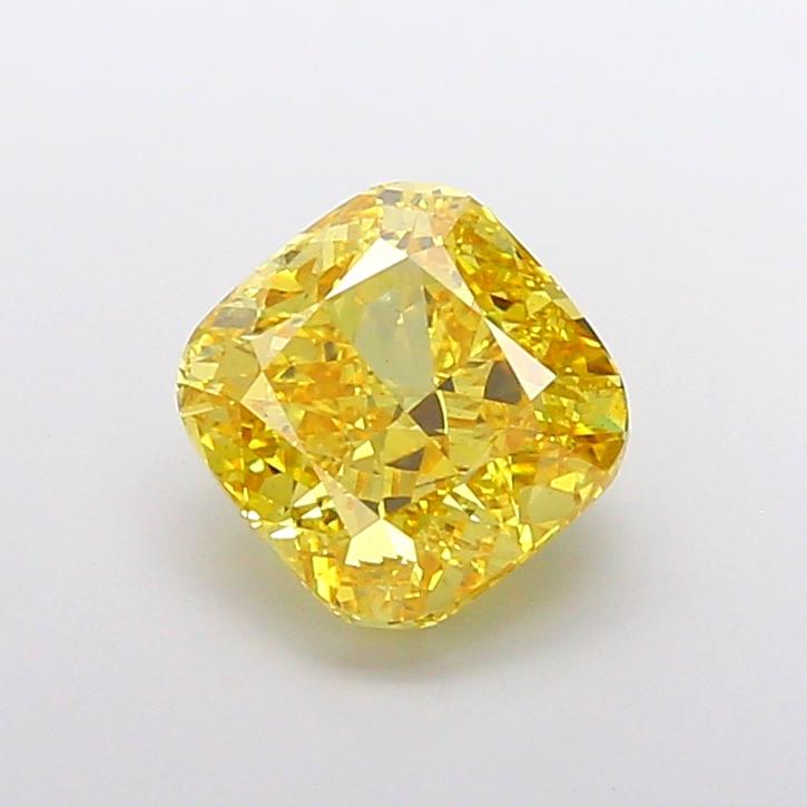 4.07 Ct. Fancy Vivid Yellow Cushion Lab Grown Diamond