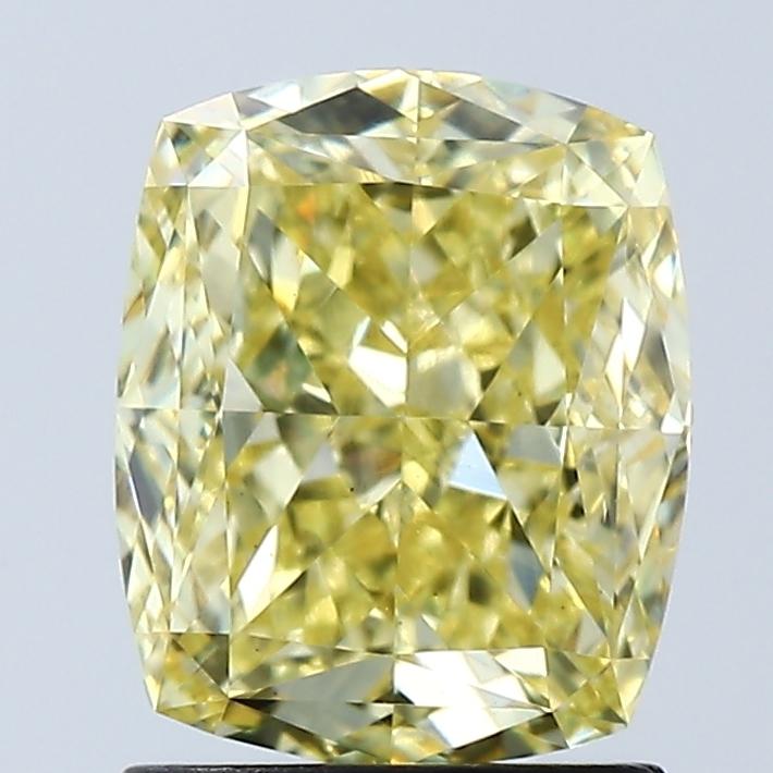 2.03 Ct. Fancy Vivid Yellow Cushion Lab Grown Diamond