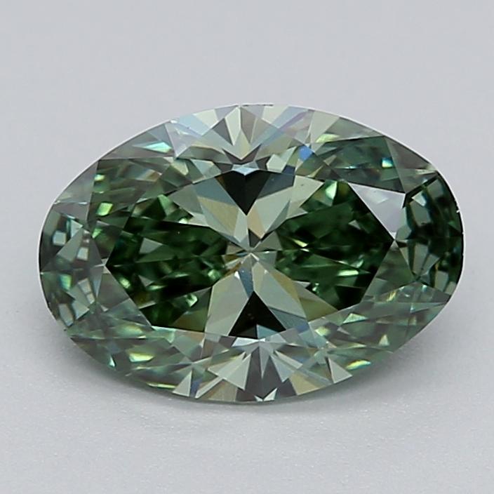 0.97 Ct. Fancy Vivid  Green Oval Lab Grown Diamond