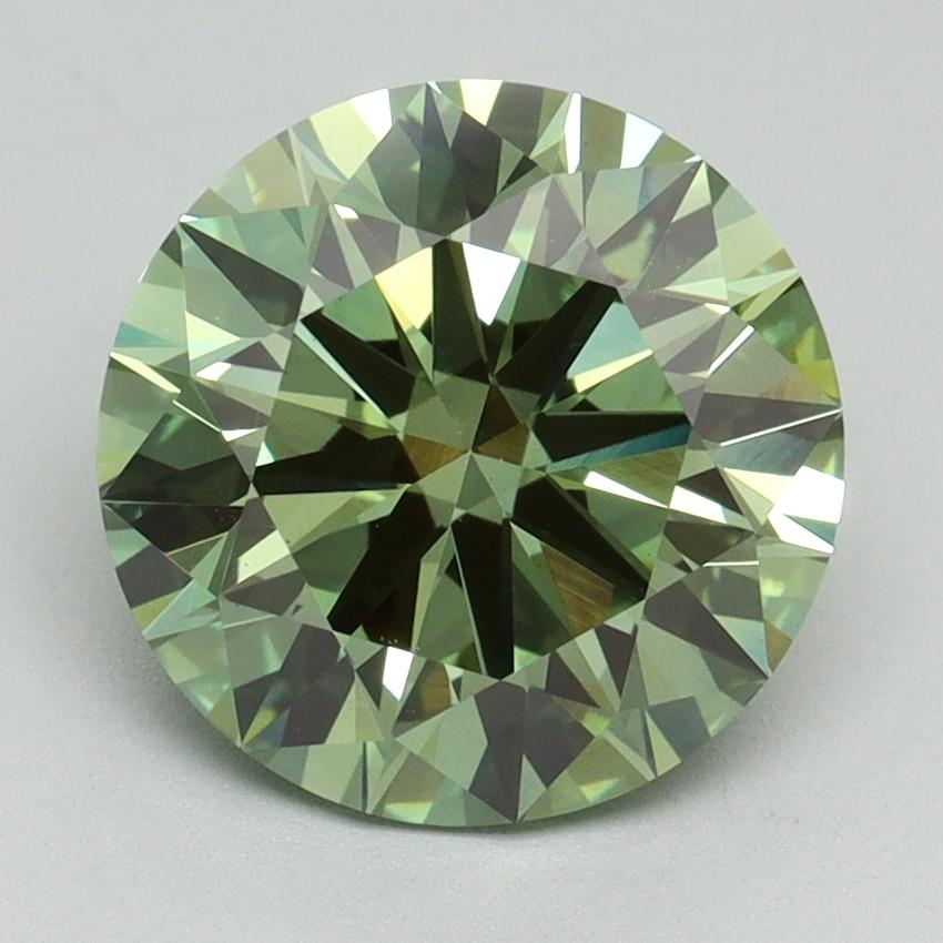 3.17 Ct. Fancy Vivid Green Round Lab Grown Diamond