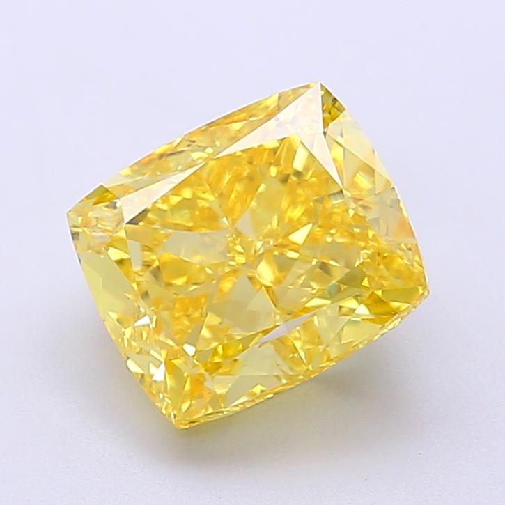 2.68 Ct. Fancy Vivid Yellow Cushion Lab Grown Diamond