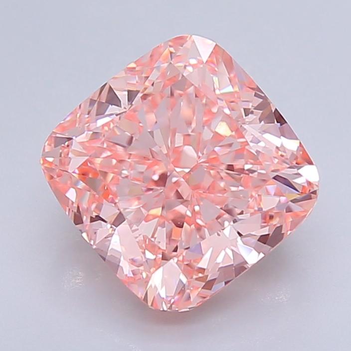 4.28 Ct. Fancy Vivid  Pink Cushion Lab Grown Diamond