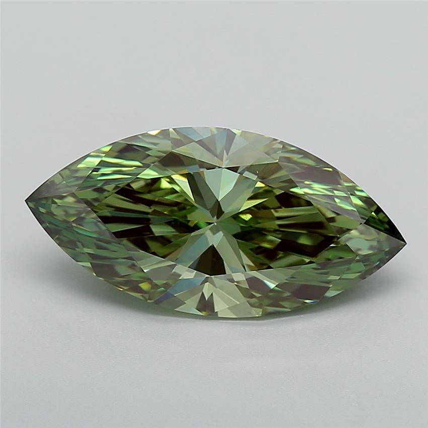5.68 Ct. Fancy Vivid Green Marquise Lab Grown Diamond