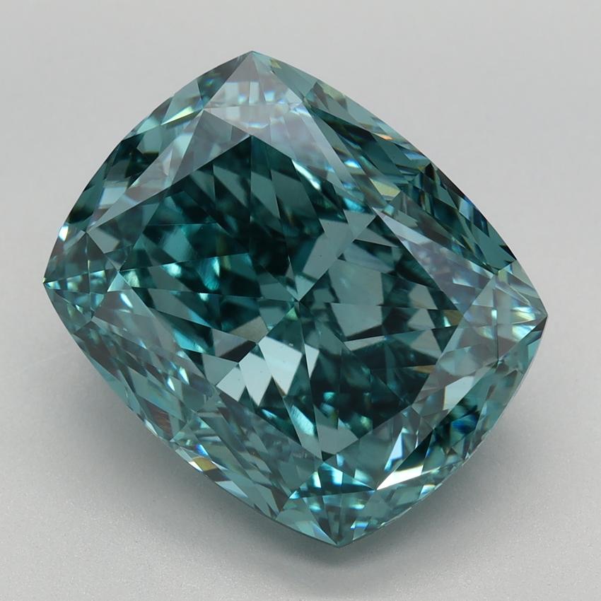 7.49 Ct. Fancy  Vivid Green Cushion Lab Grown Diamond