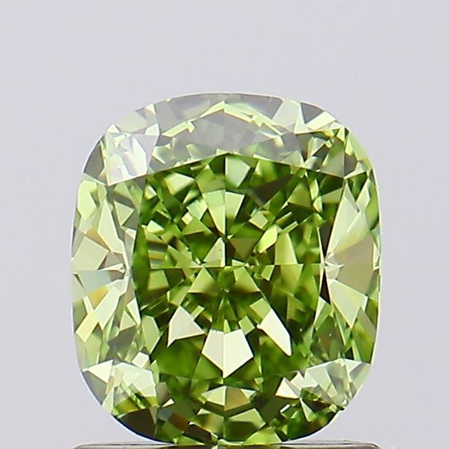 1.04 Ct. Fancy Vivid Green Cushion Lab Grown Diamond