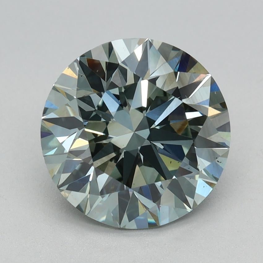 2.18 Ct. Fancy Intense Bluish Green Round Lab Grown Diamond